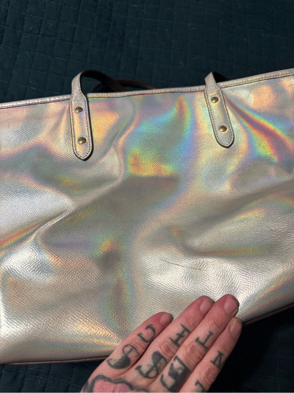 Coach Iridescent Tote - Pearl Sheen - Picture 6 of 9